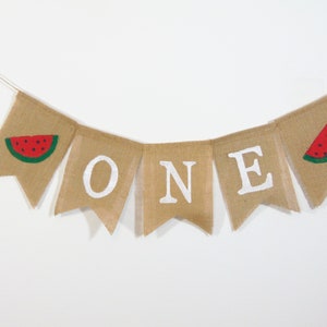 Watermelon 1st Birthday, Watermelon Highchair Banner, Watermelon 1st Birthday Banner, One Highchair Burlap Garland, Fruit Birthday, One