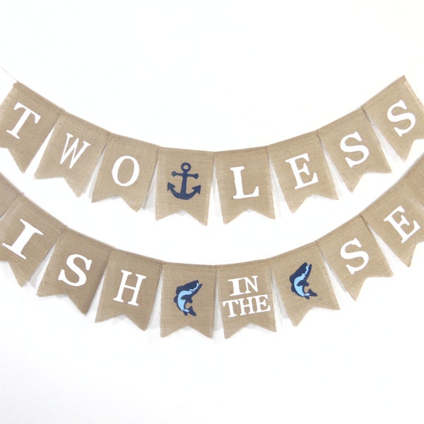 Two Less Fish in the Sea Banner, Nautical Wedding, Nautical Bridal Shower Banner, Bridal Shower Decorations, Couples Shower Decorations