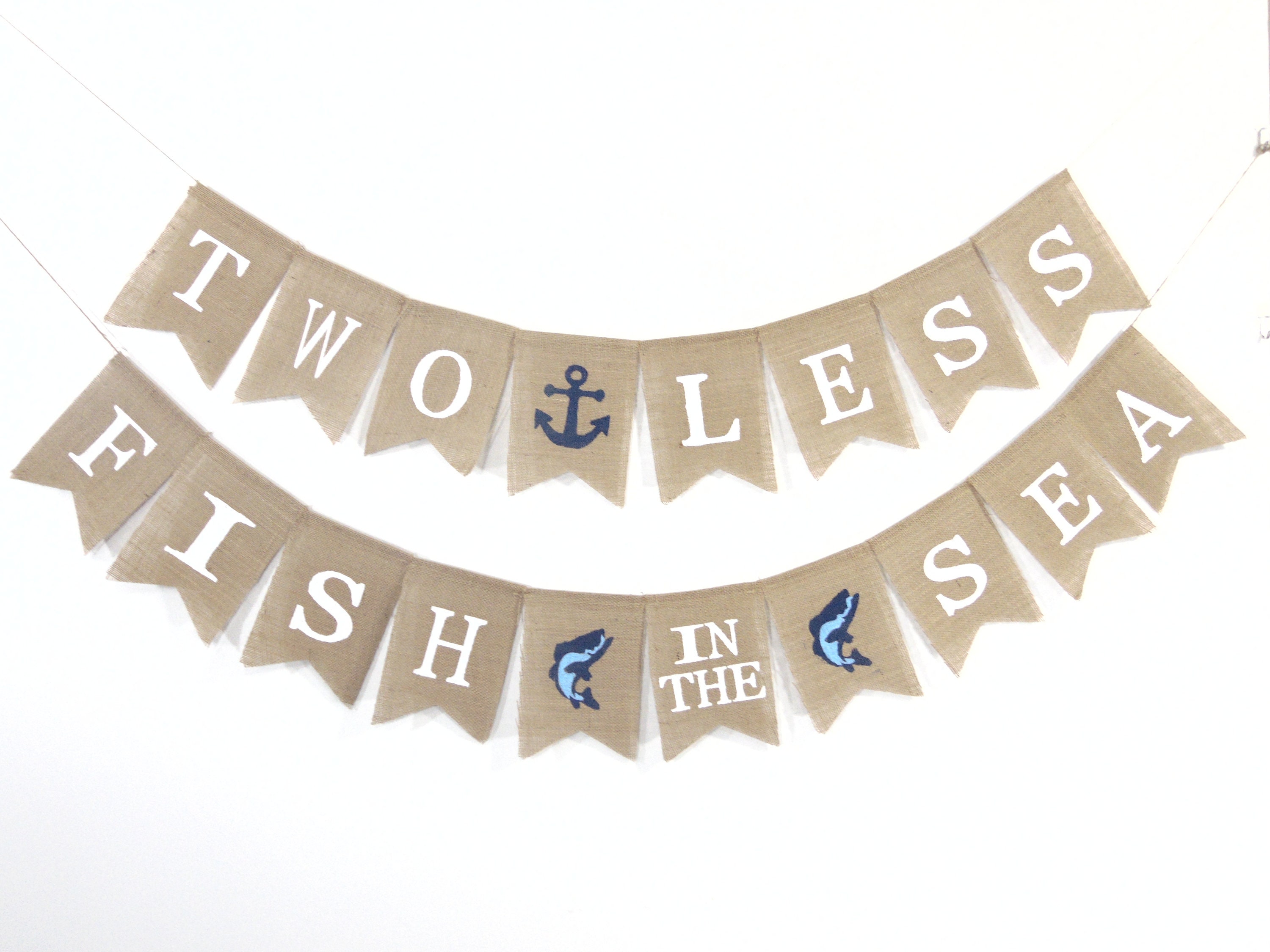  Two Less Fish in the Sea Banner - Couples Shower Decorations -  Nautical Bridal Shower Decorations - Nautical Wedding Banner : Handmade  Products