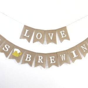 Love is Brewing Banner, Love is Brewing vrijgezellenfeest, bruids theekransje decoraties, koffiebar Love is Brewing, bruiloftsdecoraties