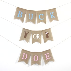 Buck or Doe Gender Reveal Banner, Buck or Doe theme baby shower, Buck or Doe burlap banner, Gender Reveal Party Decor