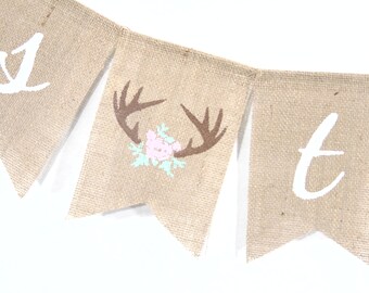 Miss to Mrs Burlap Banner, Floral Anter Bridal Shower Decorations, Rustic Boho Shower Banner, Bridal Shower Decor, Miss to Mrs Banner Sign