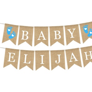 Estandarte personalizado del nombre del bebé, decoraciones de baby shower de género neutro, estandarte de género neutro, estandarte de arpillera de baby shower, estandarte de bebé personalizado