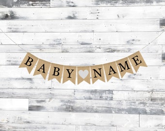 Custom Burlap Banner, Personalized Name Banner, Baby Burlap Banner, Baby Shower Decoration, Burlap Garland Bunting, Rustic Baby Shower, Gift