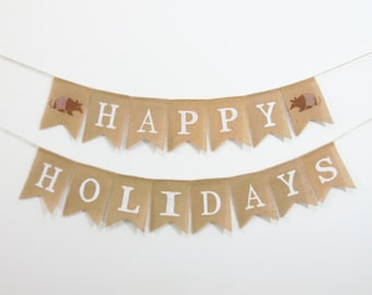 Happy Holidays Banner, Armadillo Banner, Hanukkah Decor, Hanukkah garland, Burlap banner, Holiday Decor, Hanukkah Sign, Hanukkah Banner