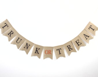 Trunk or Treat Burlap Banner, Halloween Burlap Banner, Halloween Banner, Happy Halloween, Banner Bunting, Halloween Decor, Car Decor