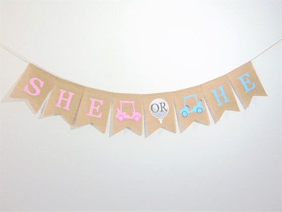 Golf Gender Reveal, He Or She Banner, Gender Reveal Party Decor, Golf Baby Shower, Gender Reveal Ideas, Golf Banner