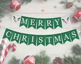 Merry Christmas Banner, Merry Christmas Bunting, Christmas Decor, Holiday Decor, Burlap Bunting Garland, Christmas Decorations, Christmas