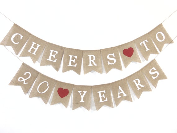 UR-PartyGo Wimpelkette „Cheers To 20 Years“ – Glitzerndes Banner Für Geburtstag, Hochzeit & Ruhestand