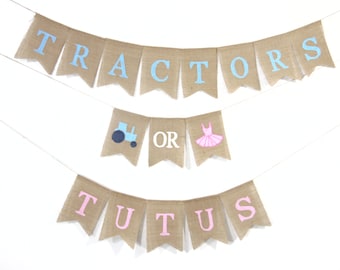 7x5ft Tutus Or Tractors Gender Reveal Backdrop - Pink & Green Photo Background