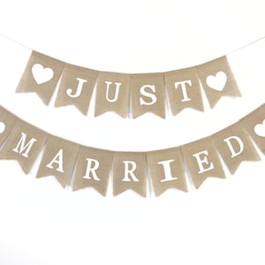 Just Married Banner, Wedding Decor, Just Married Bunting, Just Married Garland, Burlap Banner, Burlap Bunting, Wedding Shower Banner