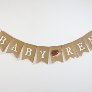 Custom Hedgehog Baby Banner, Gender Neutral Baby Shower Decor, Gender Neutral Banner, Baby Shower Burlap Banner, Personalized Baby Banner