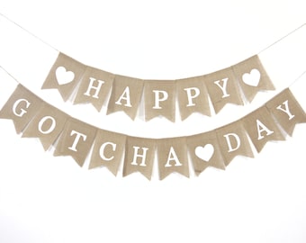 Happy Gotcha Day Banner, Gotcha Day Banner, Gotcha Day Decoration, Adoption Banner, Happy Gotcha Day Decor, Burlap Banner, Pet Banner