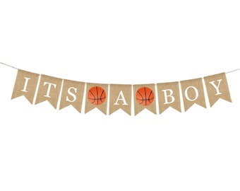 Basketbalbannerdecoraties, banner It's A Boy, sportbabyshower, banner voetbaljongen, banner wedstrijddag, decoratie basketbalfeest