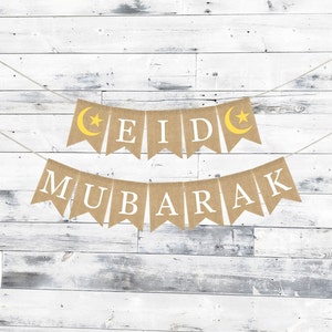 Eid Mubarak Banner, Eid Mubarak Burlap Banner, Custom Name Eid Banner, Personalized Eid Decor, Eid Decoration, Eid Gift
