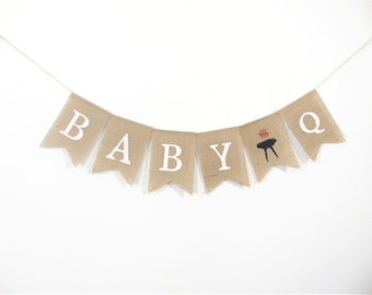 Baby Shower, BBQ Baby Shower, Baby Q, Burlap Banner, Barbeque, BBQ Party, Decor, Fiesta Party, Gift, BBQ Decor, Baby Barbeque Party