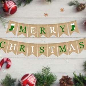 Merry Christmas Banner, Merry Christmas Bunting, Christmas Decor, Holiday Decor, Burlap Bunting Garland, Christmas Decorations, Christmas