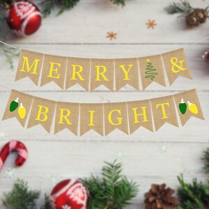 Merry and Bright Banner, Christmas Decorations, Christmas Mantel Decorations, Holiday Decorations, Christmas Burlap Banner, Merry and Bright