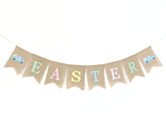 Easter Decor, Happy Easter Banner, Easter Bunting, Easter Garland, Easter Bunny Banner, Burlap Bunting, Easter Decorations, Happy Easter
