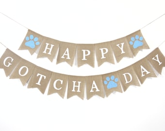 Happy Gotcha Day Banner, Gotcha Day Banner, Gotcha Day Decoration, Adoption Banner, Happy Gotcha Day Decor, Burlap Banner, Pet Banner