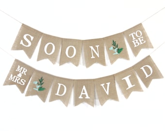 Greenery Soon To Be Mr & Mrs Banner, Custom Shower Banner, Couples Shower Decor, Mr and Mrs Banner, Rehearsal Decor, Rustic Bridal Shower
