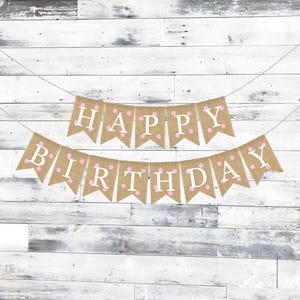 Custom Birthday Banner, Happy Birthday Burlap Banner, Happy Birthday Bunting, Rustic Birthday Decorations, Birthday Party Banner with Name