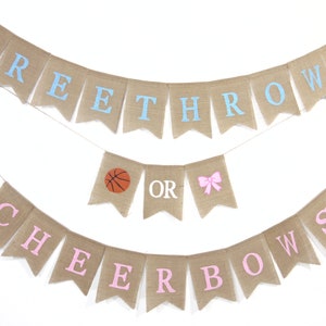 Free Throws or Cheer Bows Gender Reveal Banner, Free Throws or Cheer Bows theme baby shower, Free Throws or Cheer Bows burlap banner