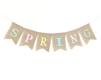 Spring Banner, Spring Decorations, Spring Easter Decor, Burlap Bunting, Easter Decorations, Happy Easter, Happy Spring, Spring Decor