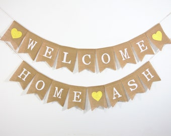 Welcome Home Banner, Custom Baby Banner, Baby Shower Decorations, Baby Shower Burlap Banner, Custom Personalized Welcome Home Banner