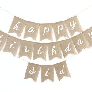 Happy Birthday Banner, Birthday Banner With Custom Name, Custom Personalized Birthday Burlap Banner, Rustic Birthday Party Decorations