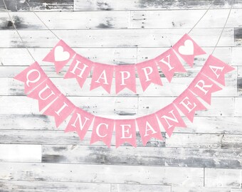 Aangepaste banner quinceanera, quinceanera decoraties, mis kweepeer banner, aangepaste 15e verjaardagsfeestje banner, quinceañera feest, decor op maat