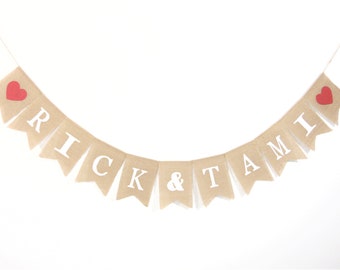 Custom Couple Name Banner, Engagement Name Banner, Wedding Name Banner, Bridal Shower Garland, Custom Name, Personalized Name Banner