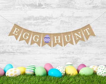 Easter Decor, Egg Hunt Banner, Easter Bunting, Easter Garland, Easter Bunny Banner, Burlap Bunting, Easter Decorations, Happy Easter