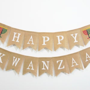Happy Kwanzaa Banner, Happy Kwanzaa, African holiday banner, Kinara Banner, African Christmas banner, Kwanzaa burlap banner, Kwanzaa Garland
