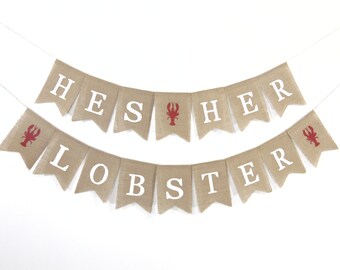 Hes Her Lobster Banner, Lobster Shower Decor, Coed Wedding Shower, Coed Shower Decorations, Couples Shower Decor, Engagement Party Banner
