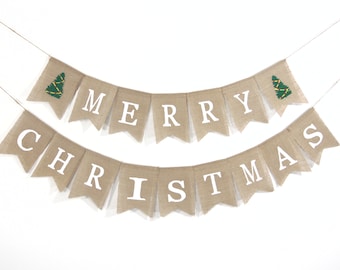 Vrolijk kerstfeest-banner, kerstmantelversieringen, kerstmantelbanner, rustiek kerstdecor, rustieke vakantie boerderijdecoraties