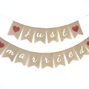 Just Married Banner, Wedding Decor, Just Married Bunting, Just Married Garland, Burlap Banner, Burlap Bunting, Wedding Shower Banner