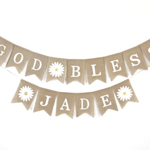 Custom Name God Bless Banner, Custom God Bless Name Burlap Banner, Baby Shower Decorations, Baby Shower Burlap Banner, Custom Personalized