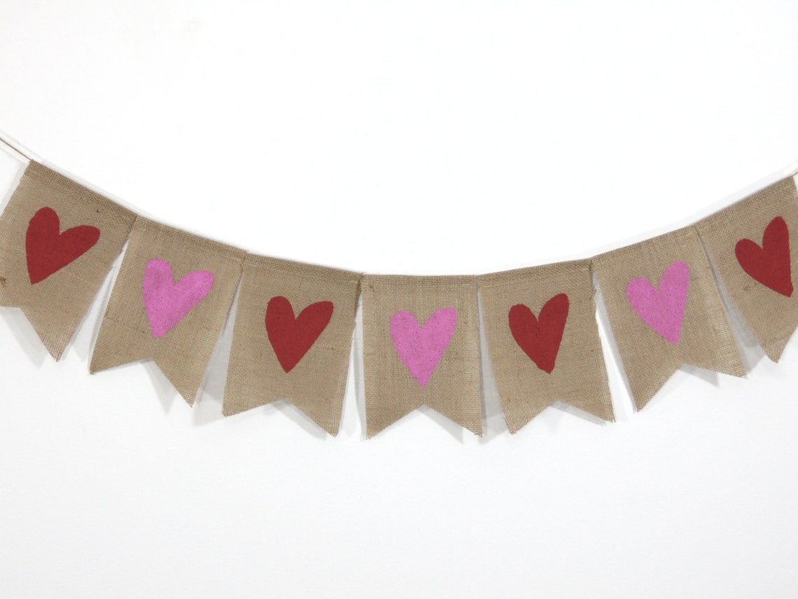Valentine Heart Banner Valentines Day Decor Happy Valentines - Etsy