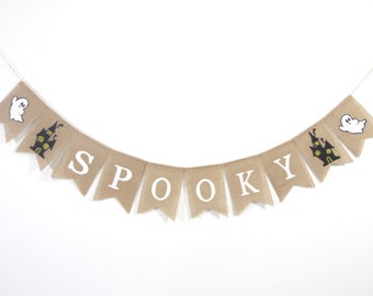 Spooky Burlap Banner, Halloween Burlap Banner, Halloween Decorations, Halloween Banner, Happy Halloween, Banner Bunting, Halloween Decor