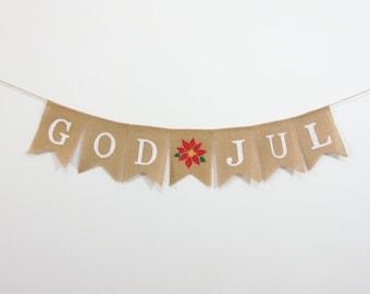 God Jul Banner, Swedish Christmas Decorations, Scandinavian Christmas, Norwegian Holiday Decorations, Christmas Nordic Banner