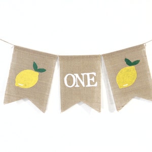 First Birthday Banner, Birthday Highchair Banner, lemon 1st Birthday Banner, One Highchair Garland, Lemon Birthday, One, Summer Birthday