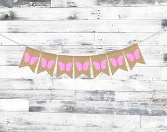 Butterfly Baby Banner, Spring Baby Shower Decor, Butterfly Shower Banner, Baby Shower Burlap Banner, Baby Room Decor, Butterfly Theme Decor