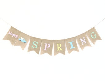 Happy Spring Banner, Spring Decorations, Spring Easter Decor, Burlap Bunting, Easter Decorations, Happy Easter, Hello Spring, Spring Decor