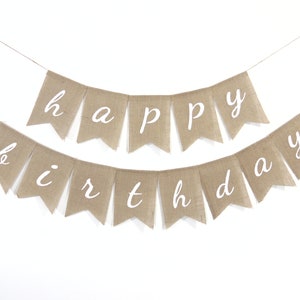 Happy Birthday Banner, Birthday Banner With Custom Name, Custom Personalized Birthday Burlap Banner, Rustic Birthday Party Decorations