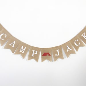 Custom Camp Banner, Camp Baby Shower Banner, Camp Birthday Banner, Camp Birthday Party,  Woodland Banner, Custom Camp Burlap Banner