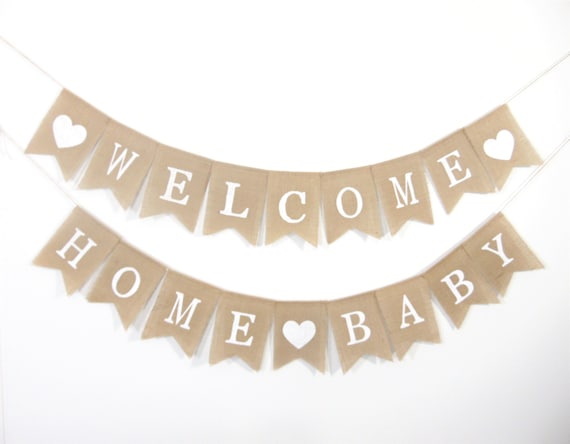 Mandala Crafts Welcome Baby Banner - Gender Neutral Burlap Garland For Baby Showers