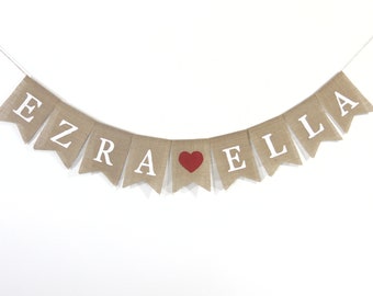 Custom Couple Name Banner, Engagement Name Banner, Wedding Name Banner, Bridal Shower Garland, Custom Names, Personalized Name Banner