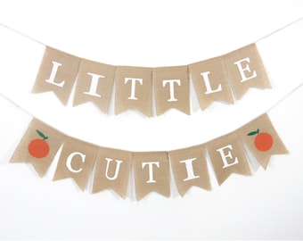Little Cutie Baby Shower, Little Cutie Shower Decoration, Baby Shower Burlap Banner, Welcome Little Cutie Banner, Orange Citrus Baby Shower