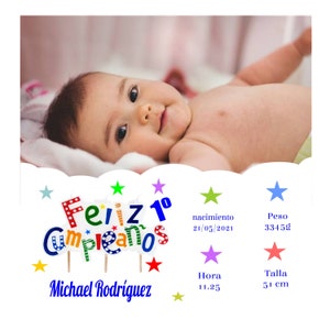 Editable template for baby birthday cushion in high quality, format: Eps, Jpg, Png, Svg, Cdr